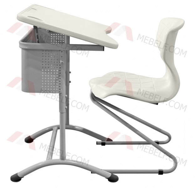 Школьный стол с наклонной столешницей ШСТ15 и стильный стул ШС13, белый
